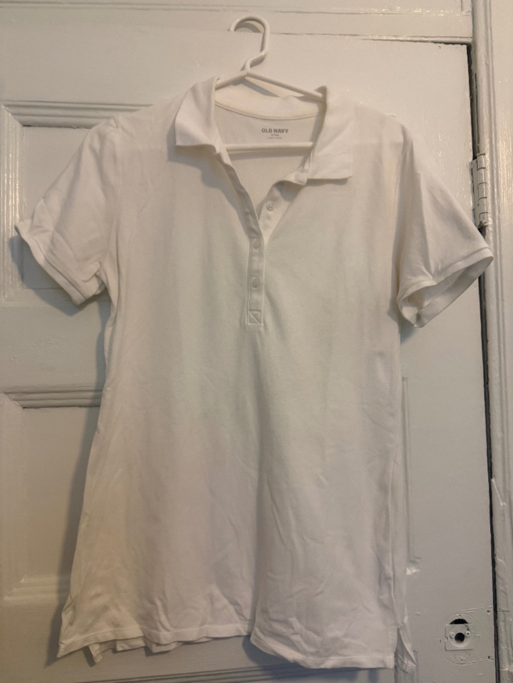Old Navy White Polo 100% Cotton Size Medium Tall
